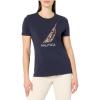 imageNautica Womens Graphic Floral Logo Tee Crew Neckline Short Sleeve TShirtNight Sky