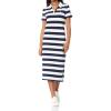 imageNautica Womens Johnny Collar Short Sleeve Stripe Dress Night SkyBright White Medium