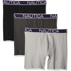 imageNautica Mens 3 Pack Cotton Stretch Boxer BriefBlackCharcoalAlloy