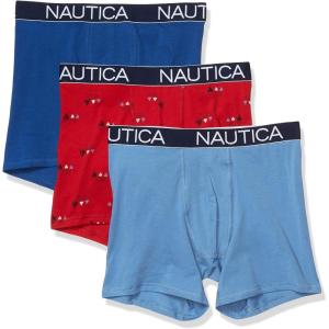 imageNautica Mens 3 Pack Cotton Stretch Boxer BriefMonaco BlueRiviera BlueSails Nautica Red