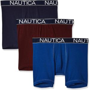 imageNautica Mens 3 Pack Cotton Stretch Boxer BriefPeacoatMonaco BlueTawny Port