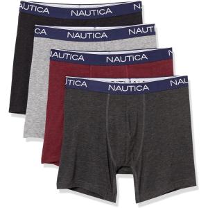 imageNautica Mens 4 Pack Heather Stretch Boxer BriefsBlack HeatherCharcoal HeatherLight Grey HeatherCornell Heather