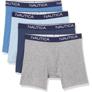 imageNautica Mens 4 Pack Heather Stretch Boxer BriefsLight Grey HeatherSea Mist HeatherDutch HeatherPeacoat Heather