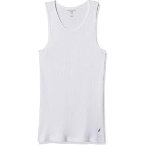 imageNautica Mens 4 Pack Ribbed Cotton Tank UndershirtsWhite