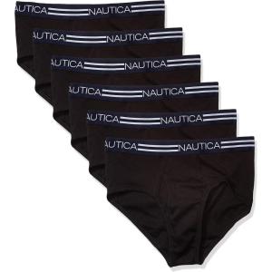 imageNautica Mens 6 Pack Classic Cotton Fly Front BriefsBlack 6 Pack