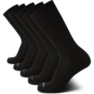 imageNautica Mens Athletic Crew Socks  5 Pack Moisture Wicking Cushioned Athletic Socks for Men with Reinforced Seams 6125Pure Black