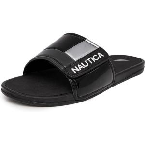 imageNautica Mens Athletic Slide Sandal Adjustable Straps Comfort SlipOn Regular ampamp Wide WidthsBlackSilver