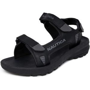 imageNautica Mens Athletic Sport Sandals  Adjustable Strap Comfortable OpenToe Hiking ampamp Walking Sandals with Cushioned SoleBlack