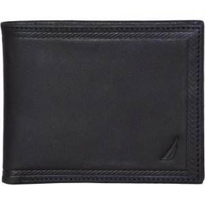 imageNautica Mens Bifold Leather Wallet  RFID Blocking  ID Window  Card Slots  Organization  Durable  StylishEmbossed Leather  Black