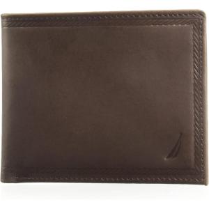 imageNautica Mens Bifold Leather Wallet  RFID Blocking  ID Window  Card Slots  Organization  Durable  StylishEmbossed Leather  Brown