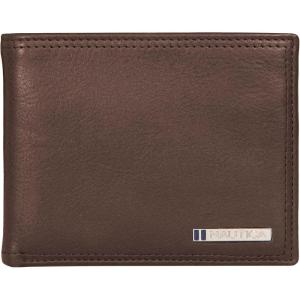 imageNautica Mens Bifold Leather Wallet  RFID Blocking  ID Window  Card Slots  Organization  Durable  StylishEnameled Logo  Brown