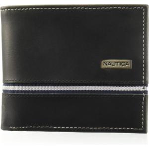 imageNautica Mens Bifold Leather Wallet  RFID Blocking  ID Window  Card Slots  Organization  Durable  StylishLogo Ribbon  Black