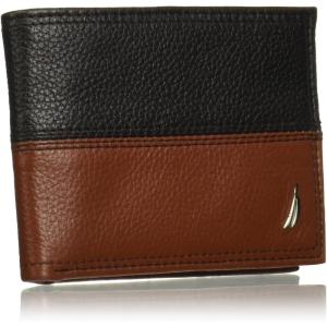 imageNautica Mens Bifold Leather Wallet  RFID Blocking  ID Window  Card Slots  Organization  Durable  StylishTwo Tone  BlackCognac