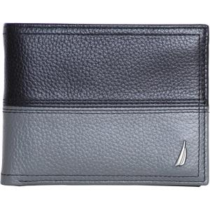 imageNautica Mens Bifold Leather Wallet  RFID Blocking  ID Window  Card Slots  Organization  Durable  StylishTwo Tone  BlackGrey