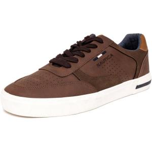 imageNautica Mens Casual Shoe Classic LaceUp Low Top Loafer Fashion Sneaker  in Medium ampamp Wide Width SizesDark Brown Tan