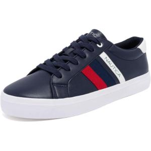 imageNautica Mens Casual Shoe Classic LaceUp Low Top Loafer Fashion Sneaker  in Medium ampamp Wide Width SizesNavy Red White