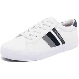 imageNautica Mens Casual Shoe Classic LaceUp Low Top Loafer Fashion Sneaker  in Medium ampamp Wide Width SizesWhite Navy Grey