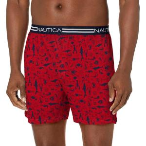 imageNautica Mens Classic Cotton Loose Knit BoxerCrittersNautica Red