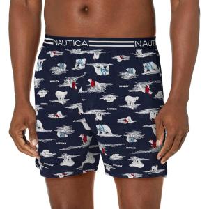 imageNautica Mens Classic Cotton Loose Knit BoxerPolar BearsPeacoat1