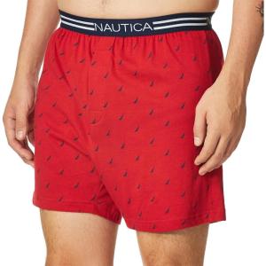 imageNautica Mens Classic Cotton Loose Knit BoxerSailsNautica Red