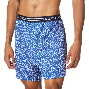 imageNautica Mens Classic Cotton Loose Knit BoxerShark AttackBright Blue