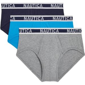 imageNautica Mens Classic Cotton Stretch Multipack BriefsPeacoatHeather GreyHawaiian Ocean