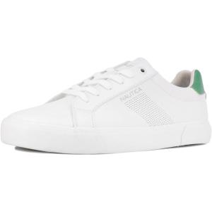 imageNautica Mens Classic LaceUp Low Top Fashion Sneaker Loafer  Stylish and Comfortable Casual ShoeWhite Greencolpa X