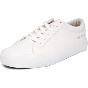 imageNautica Mens Classic LaceUp Low Top Fashion Sneaker Loafer  Stylish and Comfortable Casual ShoeWhite Houghton X