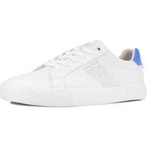 imageNautica Mens Classic LaceUp Low Top Fashion Sneaker Loafer  Stylish and Comfortable Casual ShoeWhite Royalcolpa X
