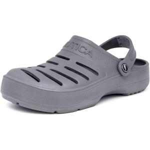 imageNautica Mens Clogs  Athletic Sports Sandal  SlipOn with Adjustable Back Strap  Water ShoesFuzzy Slippers River EdgeGrey River Edge