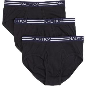 imageNautica Mens Comfort Cotton Underwear Fly Front BriefMulti Pack3 Pack Black