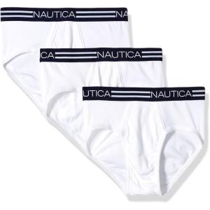 imageNautica Mens Comfort Cotton Underwear Fly Front BriefMulti PackWhiteWhiteWhite