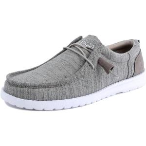 imageNautica Mens Comfort Loafers SlipOn Boat Shoe Lightweight Casual Stretch SneakerRushfordHeather Grey