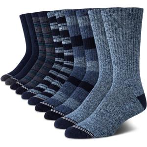 imageNautica Mens Crew Socks  10 Pack Breathable Moisture Wicking Cushioned Athletic Work and Dress Socks for Men Sizes 6125Assorted