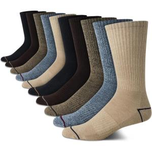 imageNautica Mens Crew Socks  10 Pack Breathable Moisture Wicking Cushioned Athletic Work and Dress Socks for Men Sizes 6125Brownkhaki