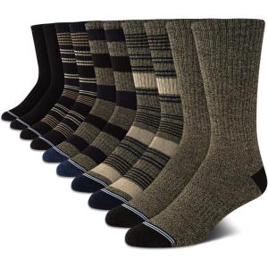 imageNautica Mens Crew Socks  10 Pack Breathable Moisture Wicking Cushioned Athletic Work and Dress Socks for Men Sizes 6125Brownnavy