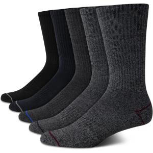 imageNautica Mens Crew Socks  5 Pack Breathable Moisture Wicking Cushioned Athletic Work and Dress Socks for Men Sizes 6125BlackGray