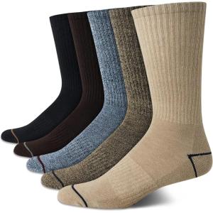 imageNautica Mens Crew Socks  5 Pack Breathable Moisture Wicking Cushioned Athletic Work and Dress Socks for Men Sizes 6125BrownKhaki