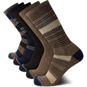 imageNautica Mens Crew Socks  5 Pack Breathable Moisture Wicking Cushioned Athletic Work and Dress Socks for Men Sizes 6125BrownNavy