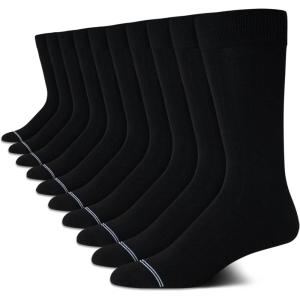 imageNautica Mens Dress Socks  10 Pack Breathable Stretch Crew Socks for Men for Work Business and Formal Wear Sizes 6125All Black