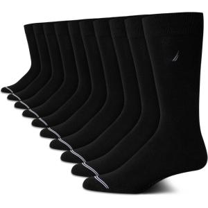 imageNautica Mens Dress Socks  10 Pack Breathable Stretch CrewLength Work Socks for Men for Business Formal Wear Sizes 6125All Black