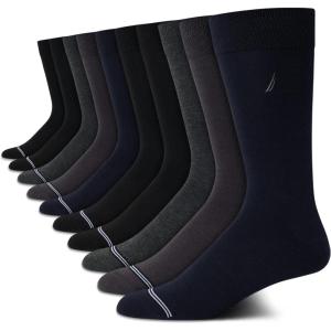 imageNautica Mens Dress Socks  10 Pack Breathable Stretch CrewLength Work Socks for Men for Business Formal Wear Sizes 6125BlackGrey Assorted
