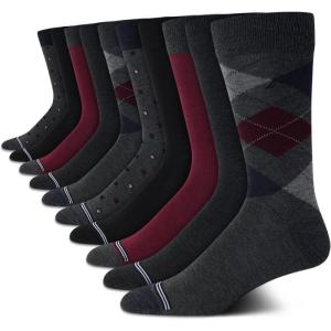 imageNautica Mens Dress Socks  10 Pack Breathable Stretch CrewLength Work Socks for Men for Business Formal Wear Sizes 6125Dark Grey ArgyleDot