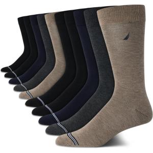 imageNautica Mens Dress Socks  10 Pack Breathable Stretch CrewLength Work Socks for Men for Business Formal Wear Sizes 6125Heather Assorted