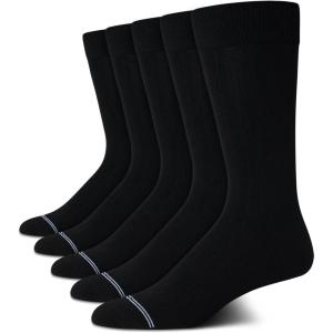 imageNautica Mens Dress Socks  5 Pack Breathable Comfort Stretch CrewLength Work Socks for Men for Business Formal Wear 6125All Black