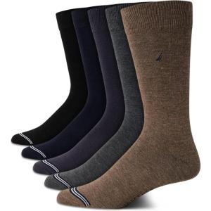 imageNautica Mens Dress Socks  5 Pack Breathable Comfort Stretch CrewLength Work Socks for Men for Business Formal Wear 6125Assorted