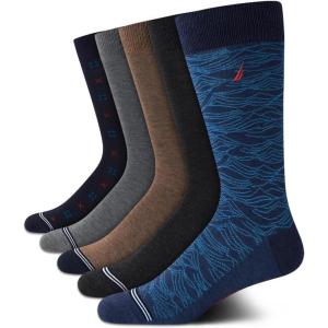 imageNautica Mens Dress Socks  5 Pack Breathable Comfort Stretch CrewLength Work Socks for Men for Business Formal Wear 6125Assorted Print