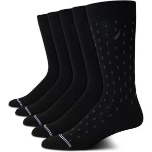 imageNautica Mens Dress Socks  5 Pack Breathable Comfort Stretch CrewLength Work Socks for Men for Business Formal Wear 6125Black Dot