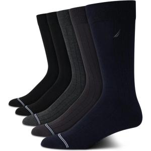imageNautica Mens Dress Socks  5 Pack Breathable Comfort Stretch CrewLength Work Socks for Men for Business Formal Wear 6125Dark Assorted