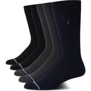 imageNautica Mens Dress Socks  5 Pack Breathable Comfort Stretch CrewLength Work Socks for Men for Business Formal Wear 6125Navy Assortment